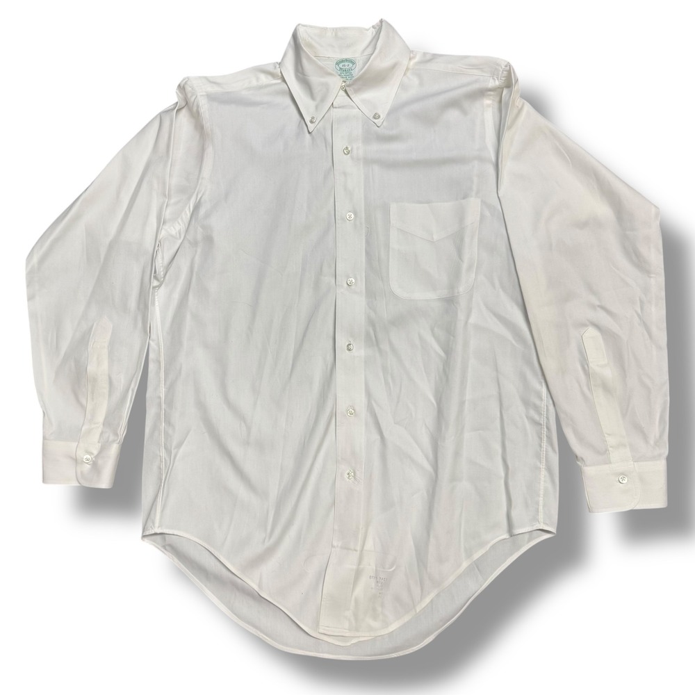 Brooks Brothers Makers Button Down Shirt White Cotton Blend Long Sleeve Men 15 2